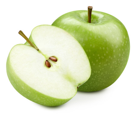 Apple   . Green apple. Fresh organic apple isolated on white background.の写真素材