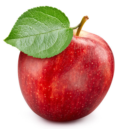 Apple. Fresh organic red apple isolated on white background. Apple macroの写真素材