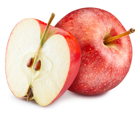 Apple isolated on white background. Apple fruit . Apple half macro studio photoの写真素材