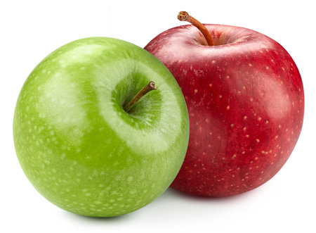 Green and red apples. Green apple. Red apple Fresh organic apple isolated on white background.の写真素材