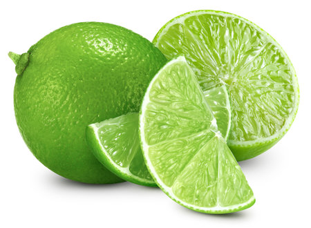 Fresh organic lime isolated on white background.の写真素材