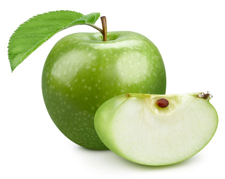 Green Apple. Apple isolated on a white background. Fresh organic vegetable. Full depth of fieldの写真素材
