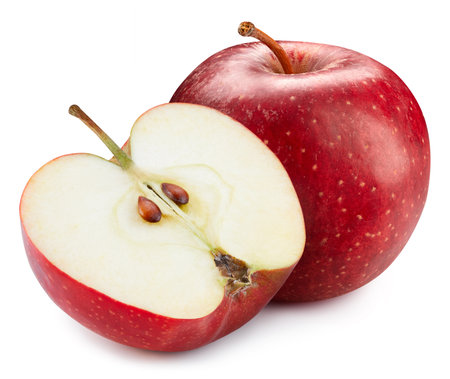 Red Apple. Apple  isolated on a white background. Fresh organic vegetable. Full depth of fieldの写真素材
