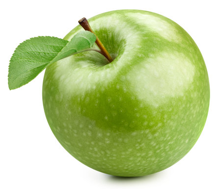 Apple with leaves. Apple isolated on white background. Apple macroの写真素材