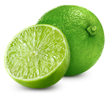 Green lime. Fresh organic lime isolated on white background. Limeの写真素材