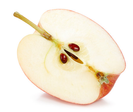 Red apple fruit. Apple full macro shoot food ingredient on white isolated. apple fruitの写真素材