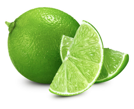 Organic lime isolated on white background. Lime. Fresh fruits isolated on white backgroundの写真素材