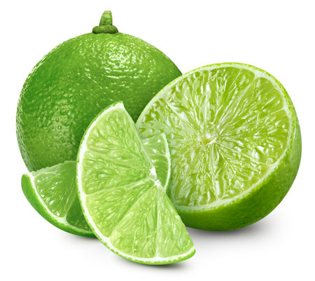 Organic fresh lime isolated on white. Full depth of field. Limeの写真素材
