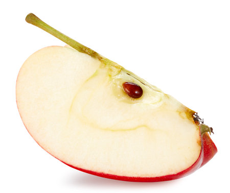 Apple slice. Apple full macro shoot fruit healthy food ingredient on white isolated.の写真素材