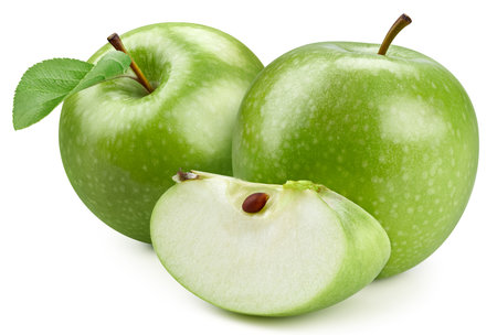 Green apple. Apple full macro shoot fruit healthy food ingredient on white isolated. suitable for packageの写真素材