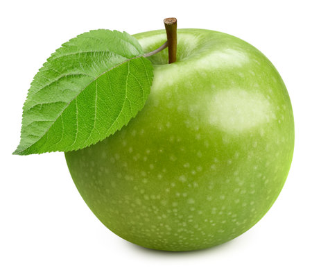 Apple with leaves. Apple isolated on white background. Apple macroの写真素材