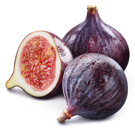 Figs. Fresh organic fig with half isolated on white background.の写真素材
