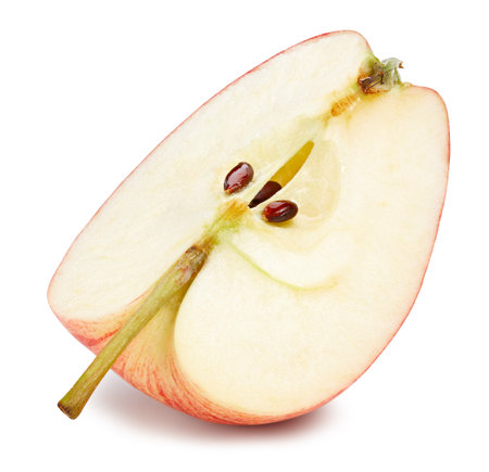 Red apple slice. Fresh organic red apple isolated on white background. Apple with clipping pathの写真素材