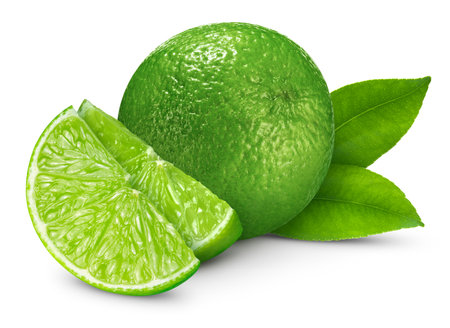 Lime isolated. Lime on white. Full depth of field. With clipping pathの写真素材