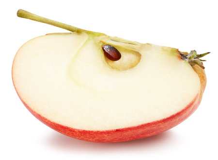 Apple slice isolated. Apple on white with clipping path. Full depth of field. With clipping pathの写真素材