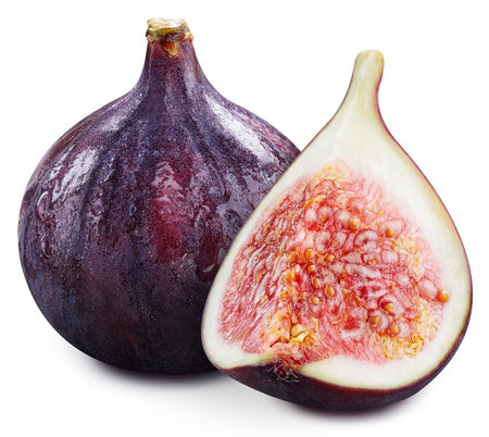 Fig and slice. Fig isolated on white background.の写真素材