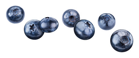 Blueberry collection. Blueberry with clipping path isolated on a white background. Fresh organic vegetable. Full depth of fieldの写真素材