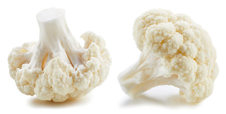 Fresh cauliflower cabbage. Cauliflower collection isolated. Cauliflower cabbage isolated on white. Full depth of fieldの写真素材