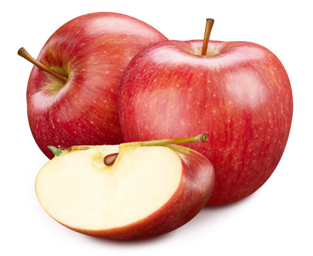 Fresh apple fruit. Red apple isolated on white background.の写真素材