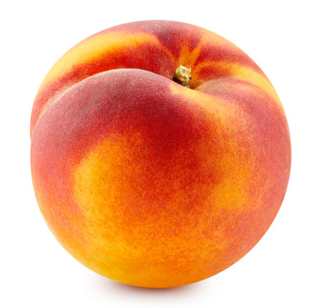 Peach isolated on white background.  Fresh organic peach.の写真素材