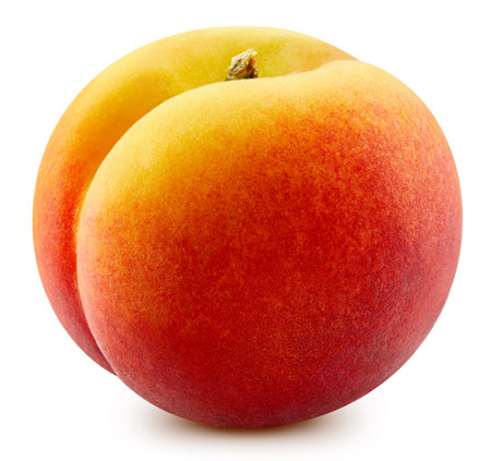 Organic peach isolated on whiteの写真素材