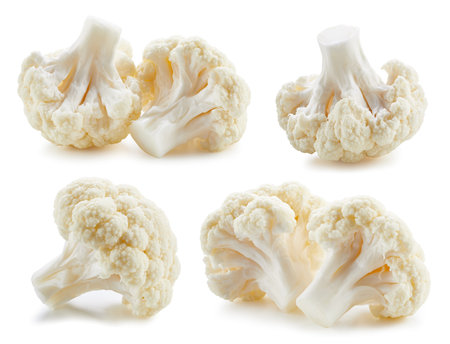 Fresh cauliflower. Cauliflower collection isolated.の写真素材