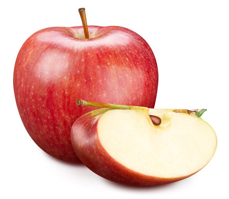 Ripe apple fruit on whiteの写真素材