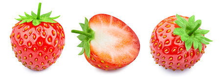 Collection strawberry isolated on whiteの写真素材