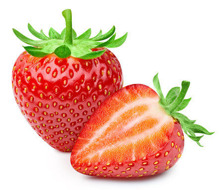 Red strawberry half isolated on white background. Strawberryの写真素材