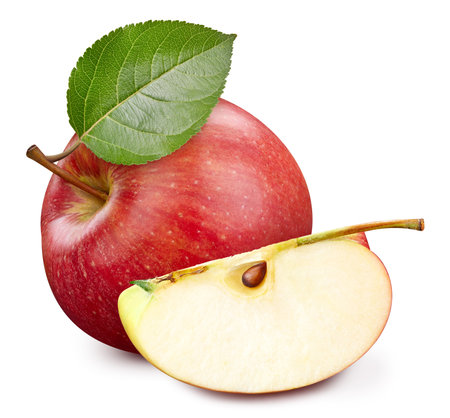 Red apple isolated on white backgroundの写真素材