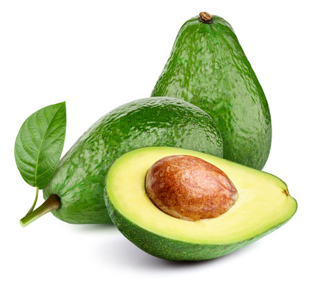 Avocado isolated on white background. Ripe fresh avocadoの写真素材
