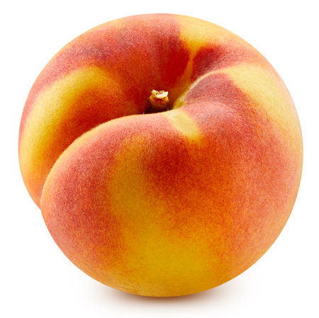 Whole peach on white background. Organic peach isolated on white background. Taste peach.の写真素材