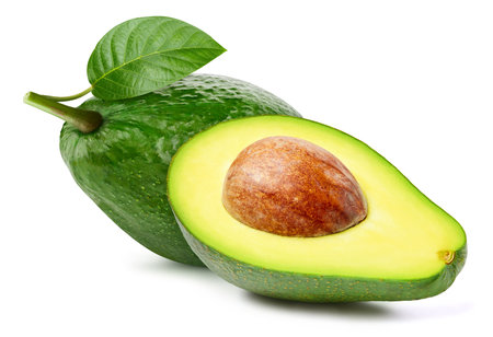 Avocado isolated on white background. Avocado and half avocado on white background.の写真素材