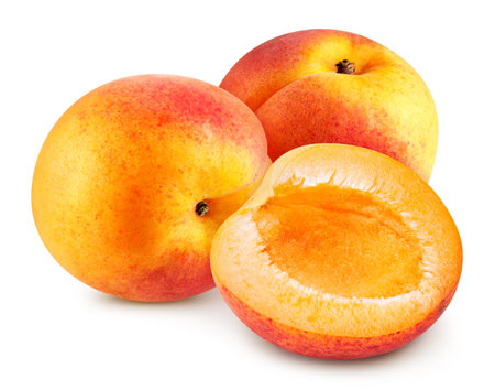 Organic apricot isolated on white background. Apricot on white background. Apricot with clipping pathの写真素材
