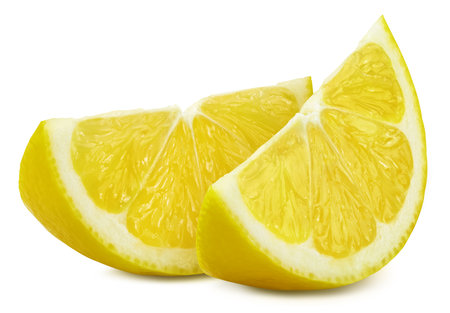 Juicy lemons isolated on the white background. Lemon slice. Fresh fruits isolated on white backgroundの写真素材