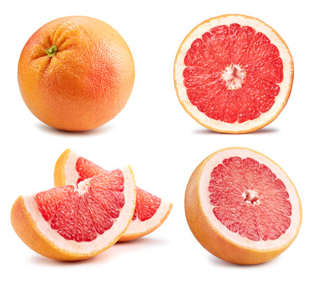 Grapefruit isolated on white background. CollectionGrapefruit macro studio photoの写真素材