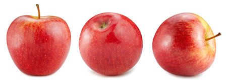 Fresh red apple whole isolated on white background. Red apple collection clipping path. Full depth of field.の写真素材