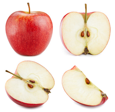 Apple collection isolated on white background. Clipping path apple. Red apple macro studio photoの写真素材