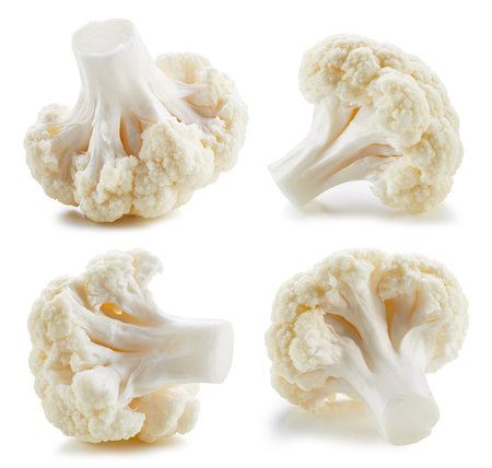 Cauliflower collection isolated on white background. Clipping path cauliflower set. Cauliflower macro studio photoの写真素材