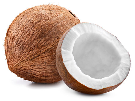 Coconut. Fresh organic coconut isolated on white background.の写真素材