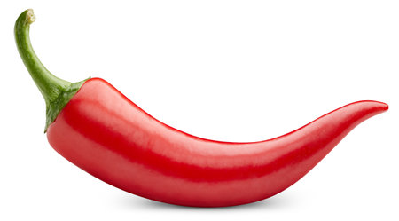 Cayenne pepper clipping path. Red hot chili pepper isolated on white background.の写真素材