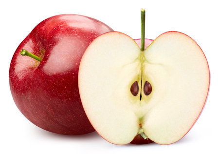 Apple. Red apple isolated on white background. apple macro. With clipping pathの写真素材