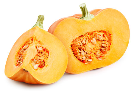 Pumpkin isolated on the white background. Fresh pumpkin Clipping path. Pumpkin macro studio photoの写真素材
