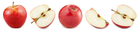 Red apple collection. Apple isolated on white background. Apple macro. With clipping pathの写真素材