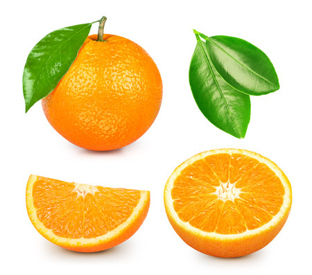 Orange isolated on white background. Taste orange with leaf.  Orange collectionの写真素材