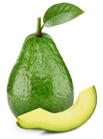 Avocado isolated. avocado slice. Avocado on white background.の写真素材