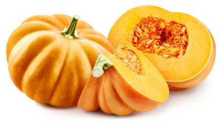 Pumpkin isolated on the white background. Pumpkin macro studio photoの写真素材