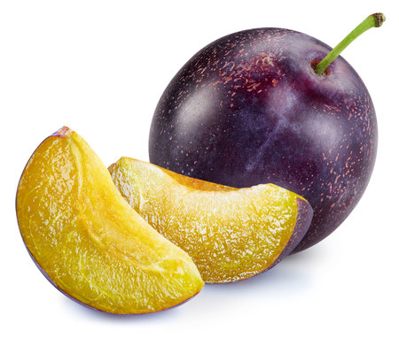 Plum isolated on white background.の写真素材