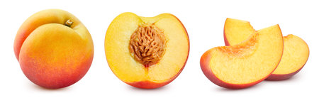 Peach collection. Peach isolated on white background.の写真素材