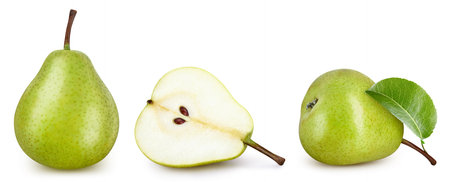 Pear collection with leaf isolate.の写真素材